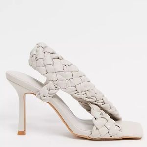 ASOS Woven Cross Strap Heel Off White Size 6  *Never Worn*